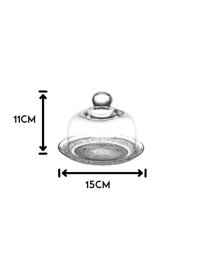 🧁 Ribbed Glass Serving Plates with Lid | For Cupcakes, Desserts & Dates – Set of 4 | 15 cm ✨ - Image 3